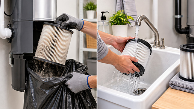 Nettoyage du filtre de l’aspirateur central